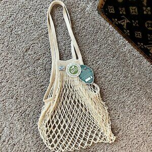 French Market White Fishnet Rope Shoulder Tote Bag, NEW